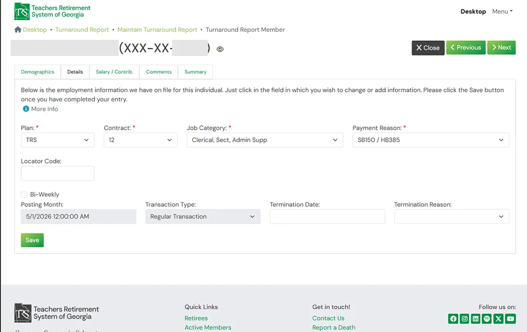 Screenshot of Turnaround Report Step 3